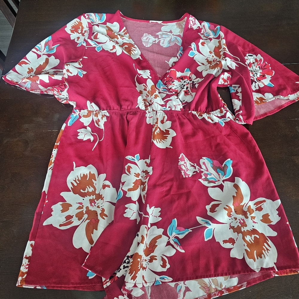 Floral Red Women's Romper